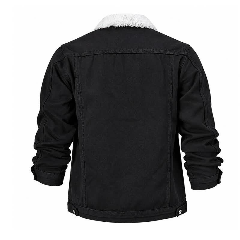 Veste trucker en jean chaud pour homme avec col en polaire - image 10