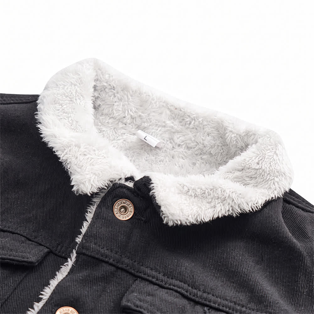 Veste trucker en jean chaud pour homme avec col en polaire - image 4