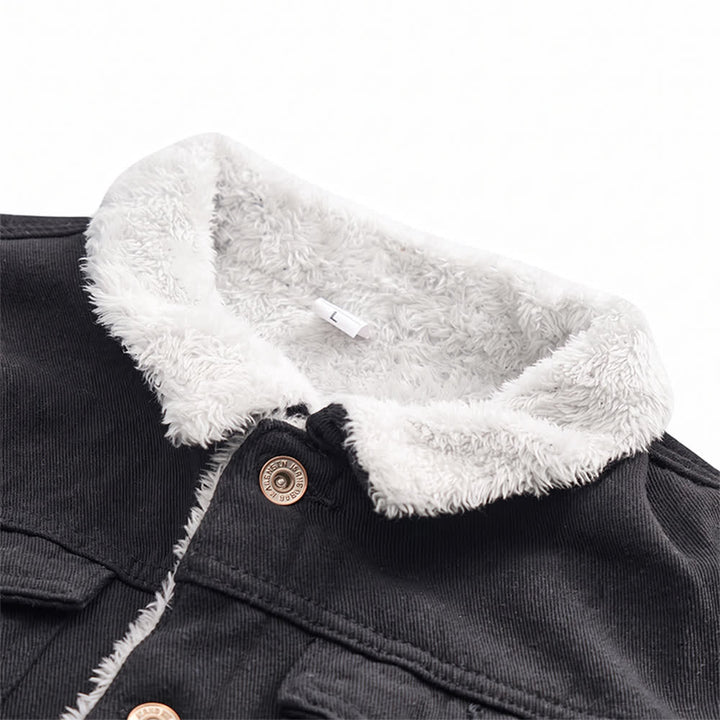 Veste trucker en jean chaud pour homme avec col en polaire - image 4