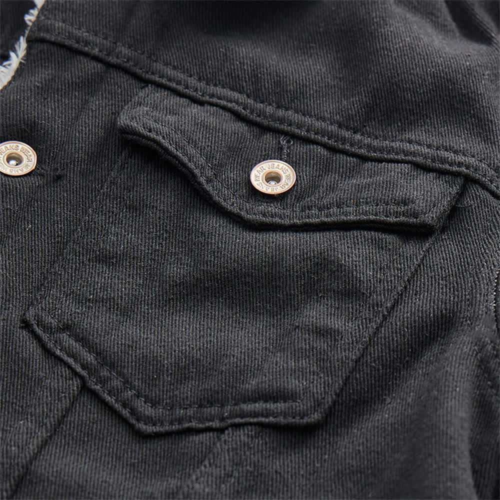 Veste trucker en jean chaud pour homme avec col en polaire - image 6