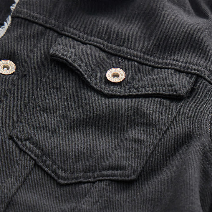 Veste trucker en jean chaud pour homme avec col en polaire - image 6