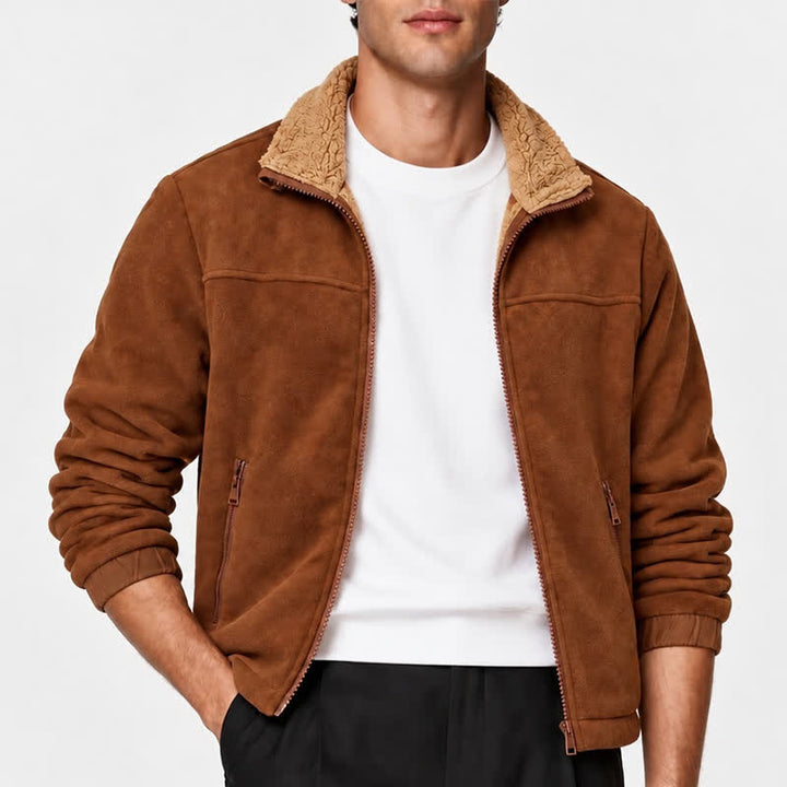 Veste thermique épaisse zippée pour homme, col montant, idéale pour l'hiver. - image 1