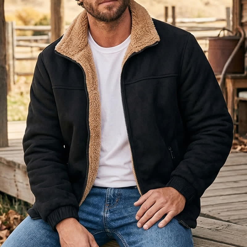 Veste thermique épaisse zippée pour homme, col montant, idéale pour l'hiver. - Noir - 5XL - image 4