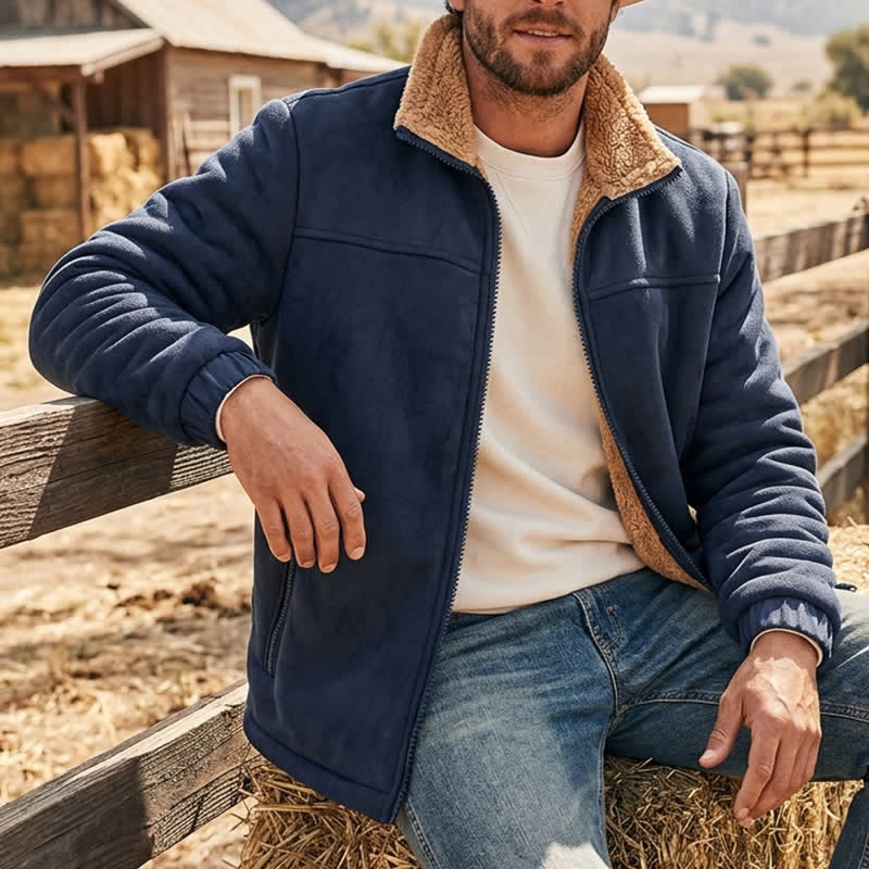 Veste thermique épaisse zippée pour homme, col montant, idéale pour l'hiver. - Bleu foncé - 5XL - image 5