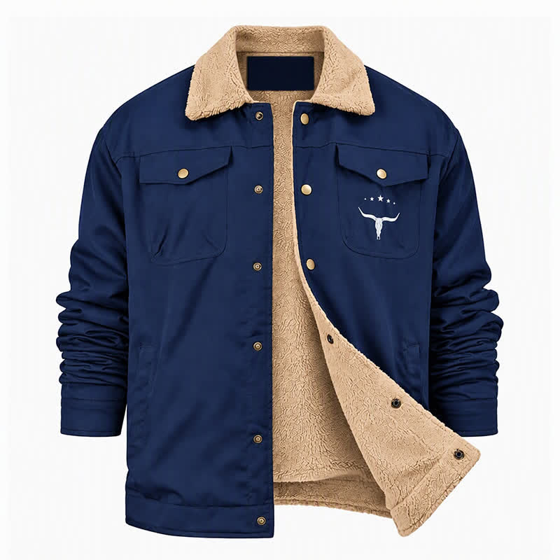 Veste western pour homme en toile à imprimé taureau et col montant - image 16