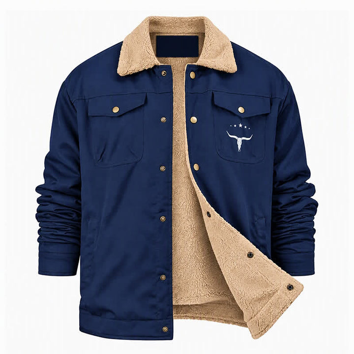 Veste western pour homme en toile à imprimé taureau et col montant - image 16