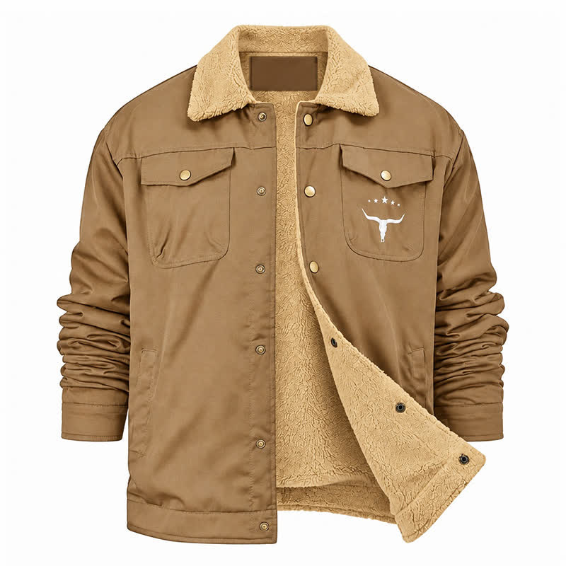 Veste western pour homme en toile à imprimé taureau et col montant - image 17