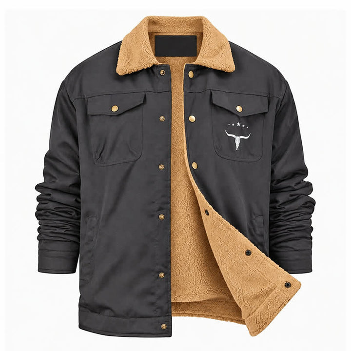 Veste western pour homme en toile à imprimé taureau et col montant - image 15