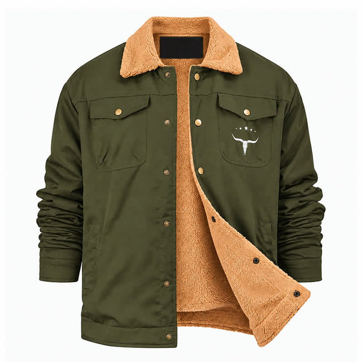 Veste western pour homme en toile à imprimé taureau et col montant - image 18