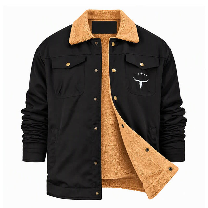 Veste western pour homme en toile à imprimé taureau et col montant - image 13