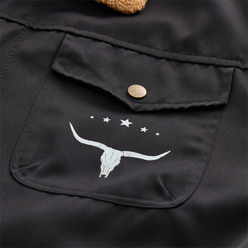 Veste western pour homme en toile à imprimé taureau et col montant - image 9