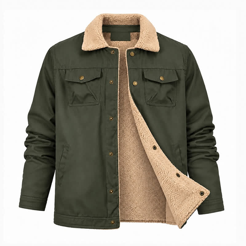 Veste de camionneur d'hiver vintage pour homme, épaisse et chaude en toile. - image 9