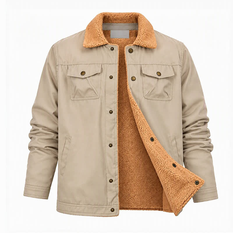 Veste de camionneur d'hiver vintage pour homme, épaisse et chaude en toile. - image 1