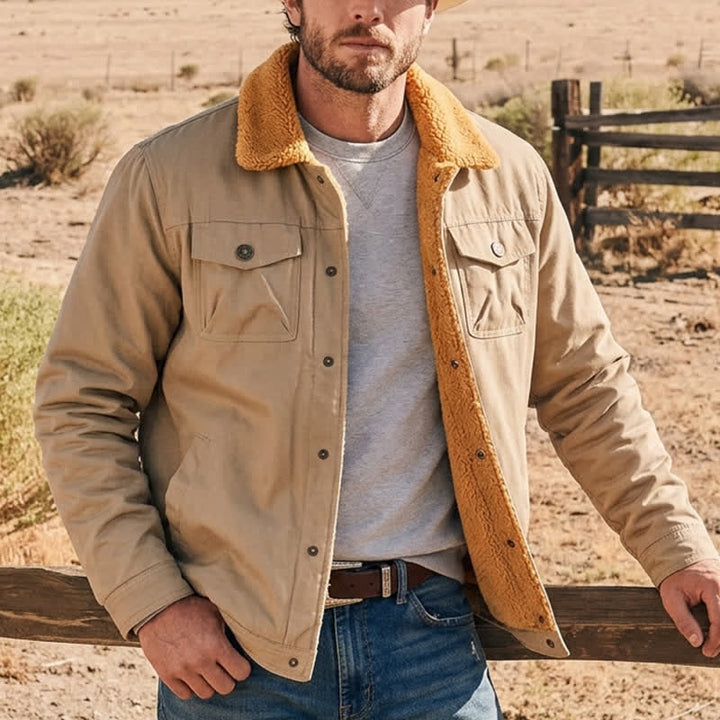 Veste de camionneur d'hiver vintage pour homme, épaisse et chaude en toile. - Kaki clair - 5XL - image 0
