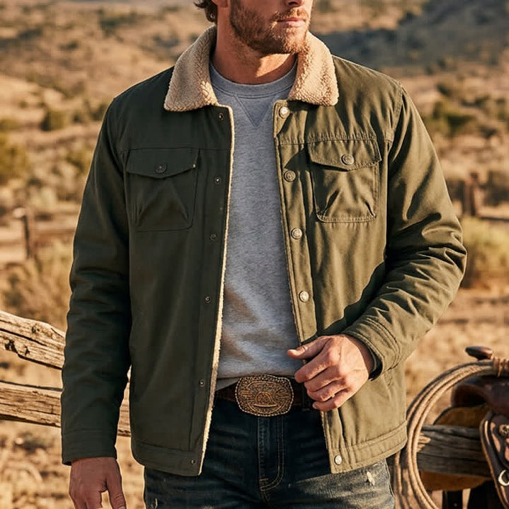 Veste de camionneur d'hiver vintage pour homme, épaisse et chaude en toile. - Vert armée - 5XL - image 8