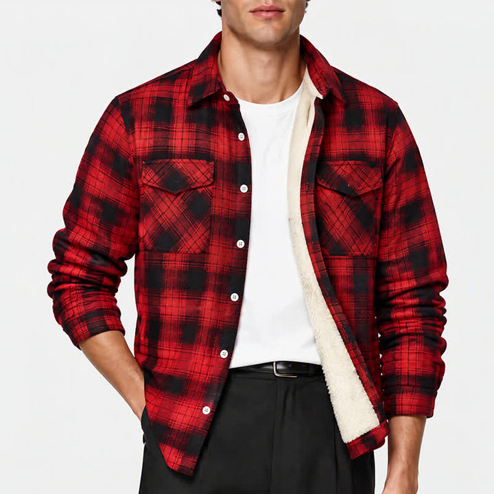 Veste de travail d'hiver épaisse à carreaux rouges pour homme - image 2