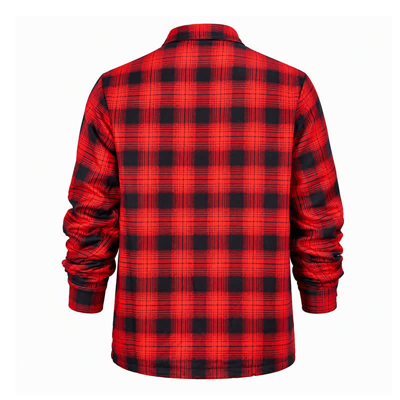 Veste de travail d'hiver épaisse à carreaux rouges pour homme - image 10