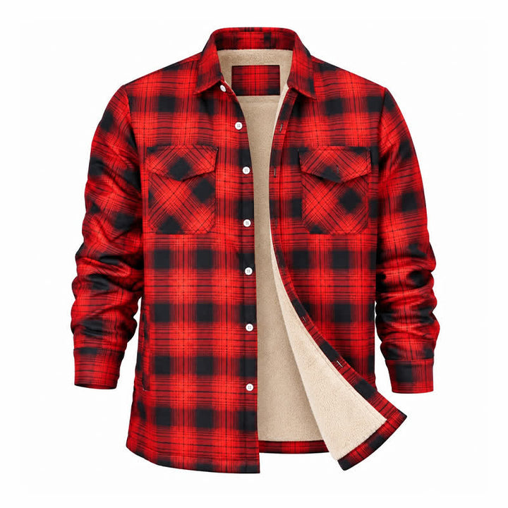 Veste de travail d'hiver épaisse à carreaux rouges pour homme - image 9
