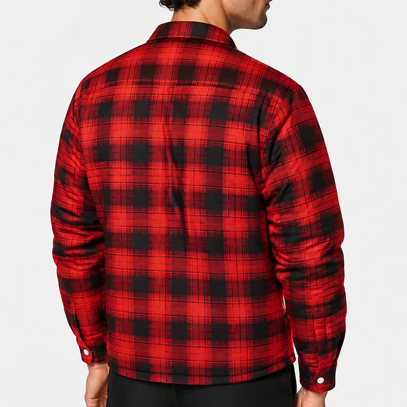 Veste de travail d'hiver épaisse à carreaux rouges pour homme - image 3