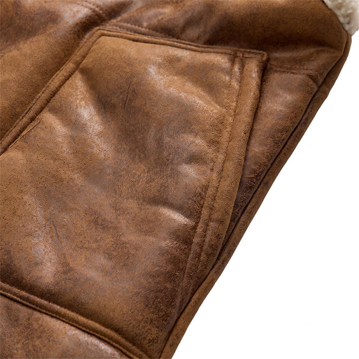Gilet sans manches doublé épais en similicuir pour homme avec capuche - image 11