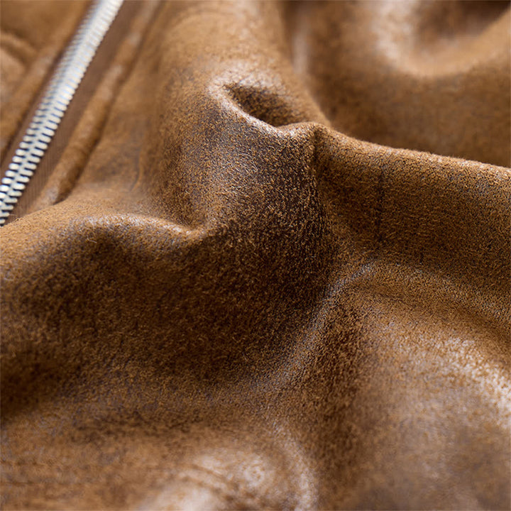 Gilet sans manches doublé épais en similicuir pour homme avec capuche - image 9