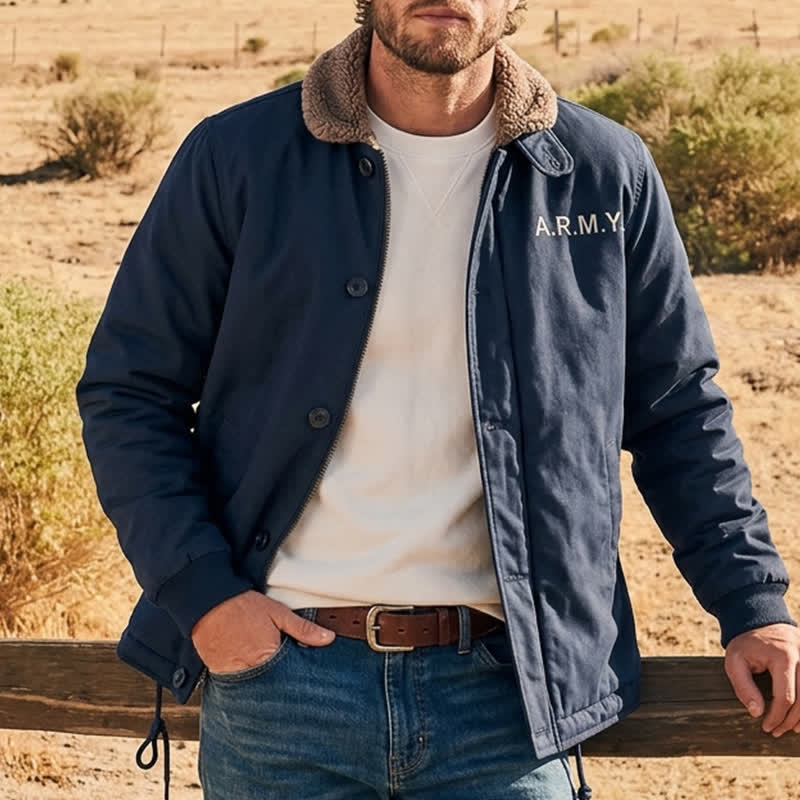 Veste militaire chaude pour homme, style bomber d'hiver - Bleu foncé - 4XL - image 4