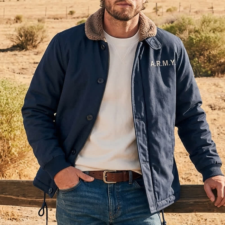 Veste militaire chaude pour homme, style bomber d'hiver - Bleu foncé - 4XL - image 4