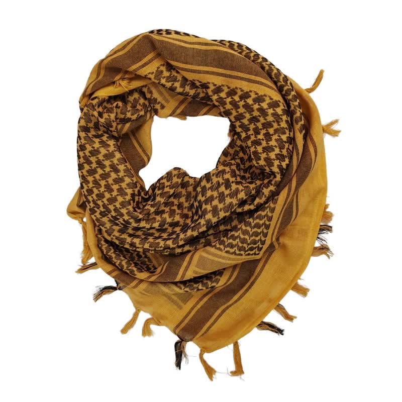 Foulard léger à motif pied-de-poule, style tactique désertique - Coyote Brown - image 4