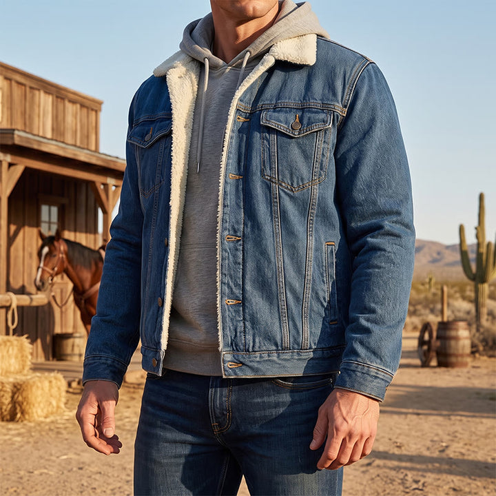 Veste en jean doublée polaire pour homme - image 0