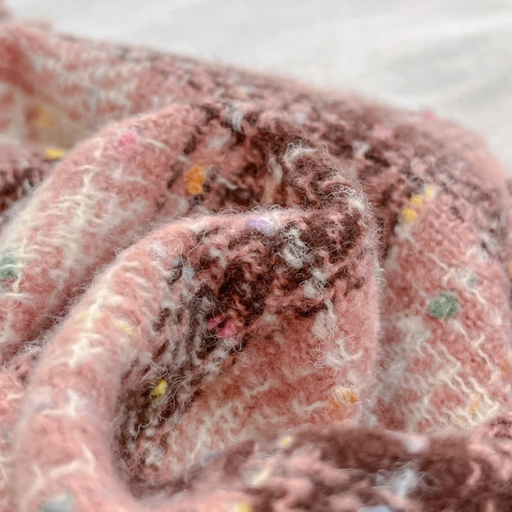 Écharpe d'hiver douce et colorée à carreaux confettis et franges - image 6