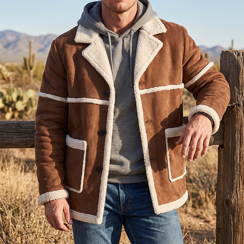 Manteau en peau lainée style britannique pour hommes - image 0