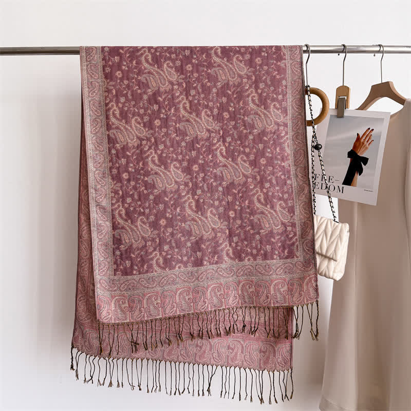 Écharpe jacquard à motif cachemire et fleurs cachemire style bohème, style voyage - image 7