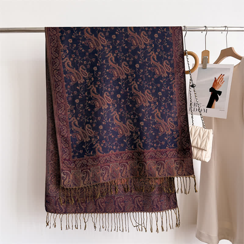 Écharpe jacquard à motif cachemire et fleurs cachemire style bohème, style voyage - image 15