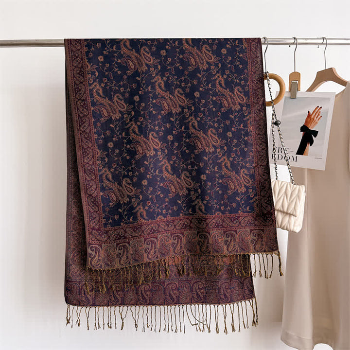 Écharpe jacquard à motif cachemire et fleurs cachemire style bohème, style voyage - image 15