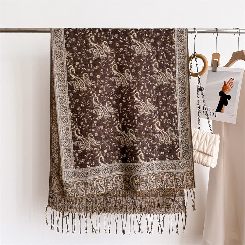 Écharpe jacquard à motif cachemire et fleurs cachemire style bohème, style voyage - image 13