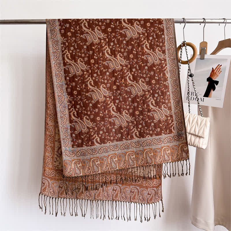 Écharpe jacquard à motif cachemire et fleurs cachemire style bohème, style voyage - image 21