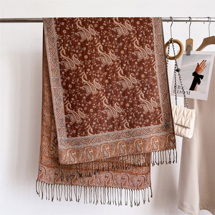 Écharpe jacquard à motif cachemire et fleurs cachemire style bohème, style voyage - image 21