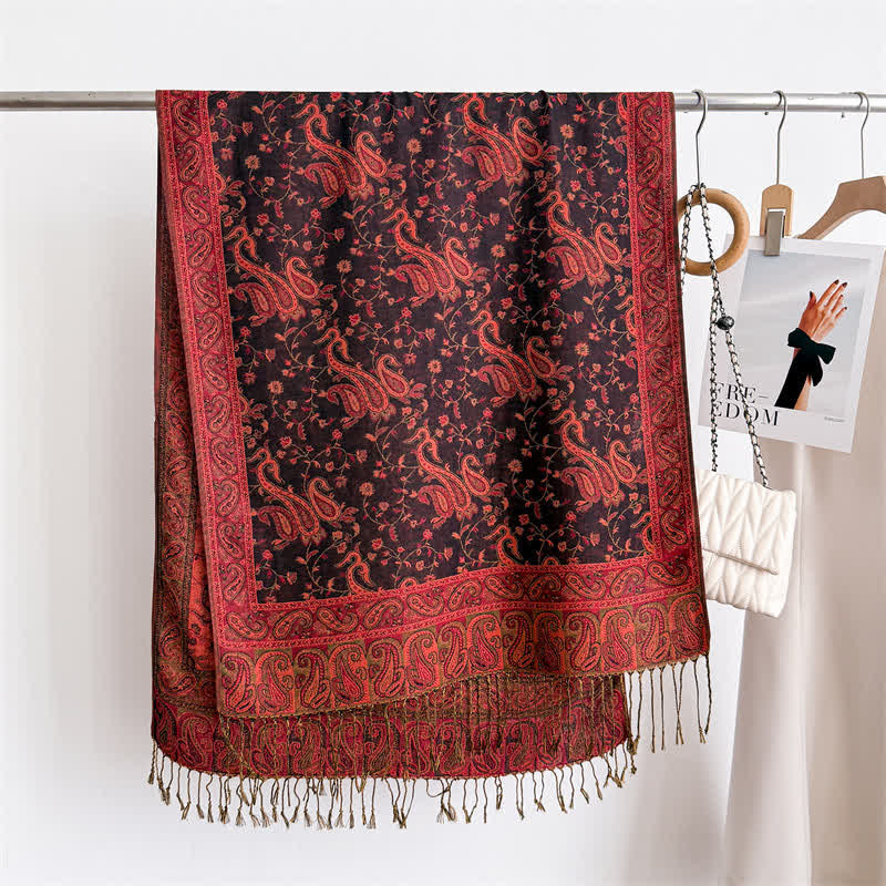 Écharpe jacquard à motif cachemire et fleurs cachemire style bohème, style voyage - image 17