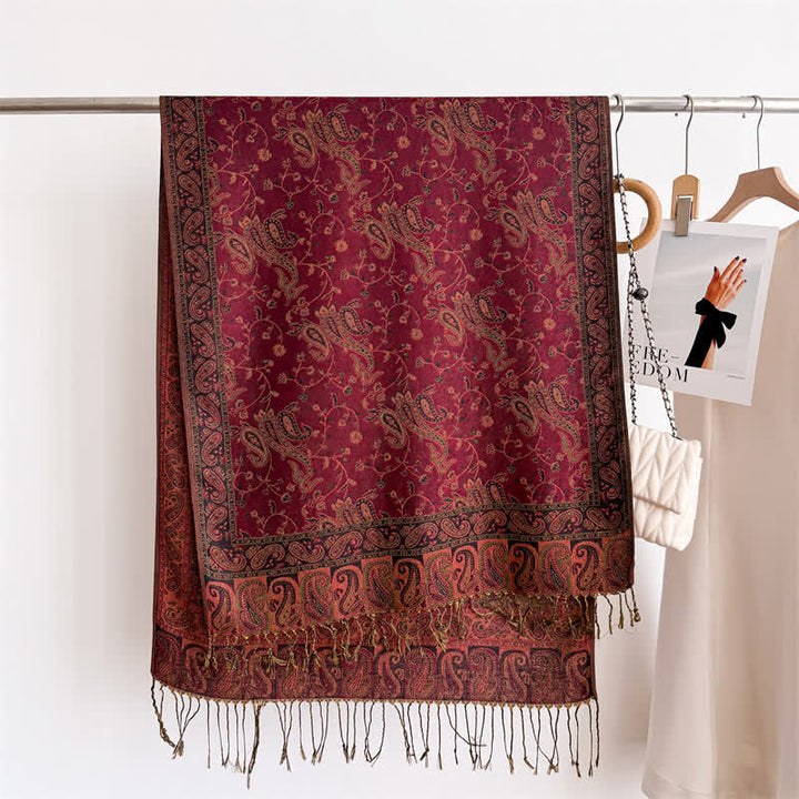 Écharpe jacquard à motif cachemire et fleurs cachemire style bohème, style voyage - image 5