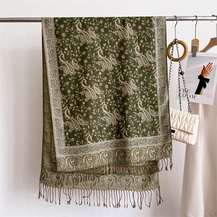 Écharpe jacquard à motif cachemire et fleurs cachemire style bohème, style voyage - image 25
