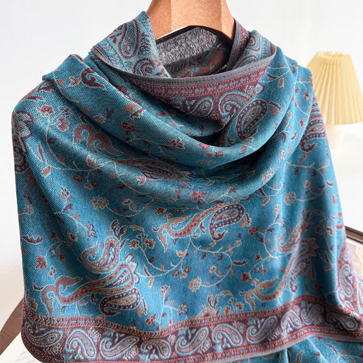 Écharpe jacquard à motif cachemire et fleurs cachemire style bohème, style voyage - image 3