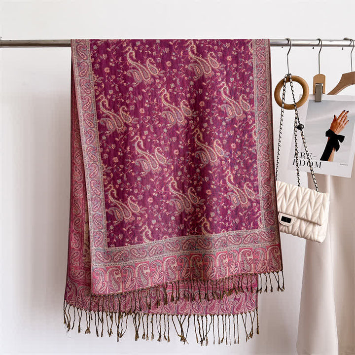 Écharpe jacquard à motif cachemire et fleurs cachemire style bohème, style voyage - image 27
