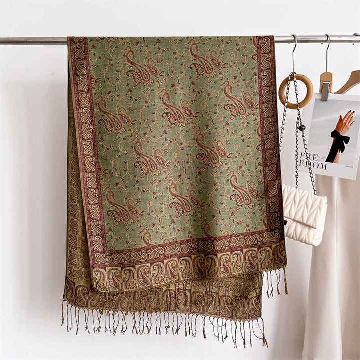 Écharpe jacquard à motif cachemire et fleurs cachemire style bohème, style voyage - image 23