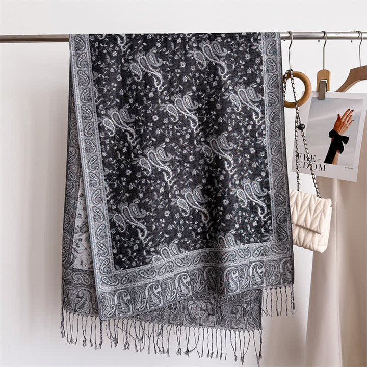 Écharpe jacquard à motif cachemire et fleurs cachemire style bohème, style voyage - image 19