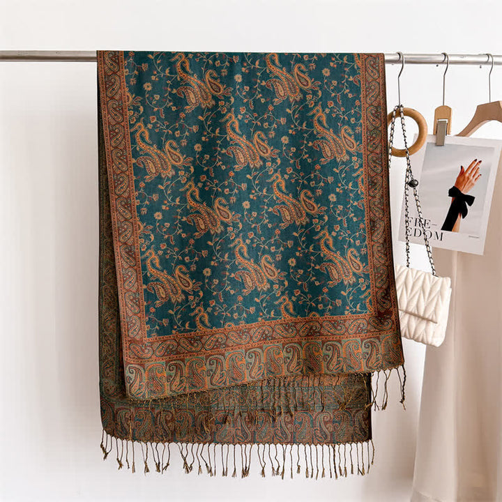 Écharpe jacquard à motif cachemire et fleurs cachemire style bohème, style voyage - image 9