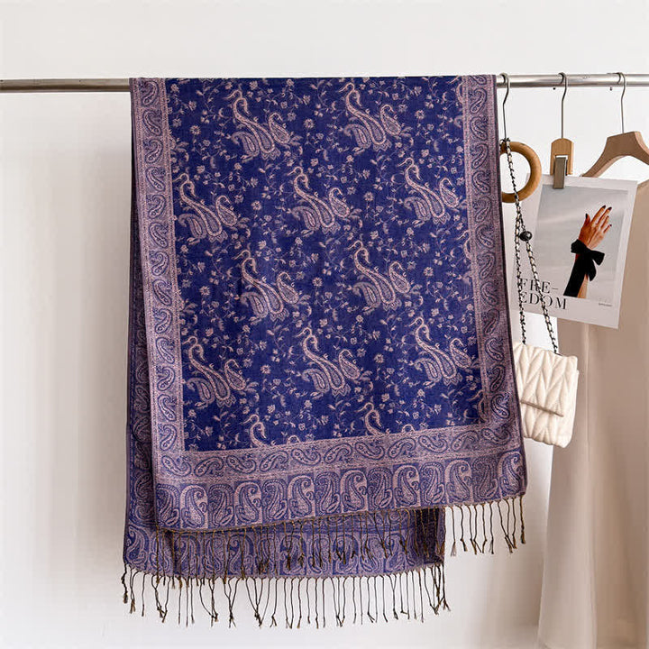 Écharpe jacquard à motif cachemire et fleurs cachemire style bohème, style voyage - image 11