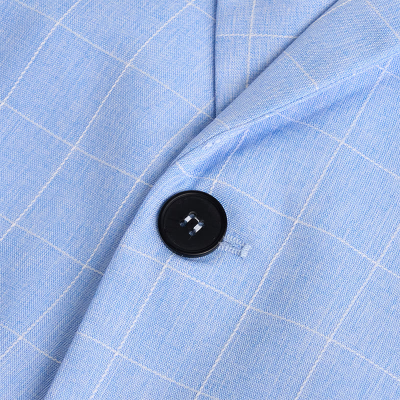 Blazer d'affaires à carreaux bleu clair pour homme - image 3