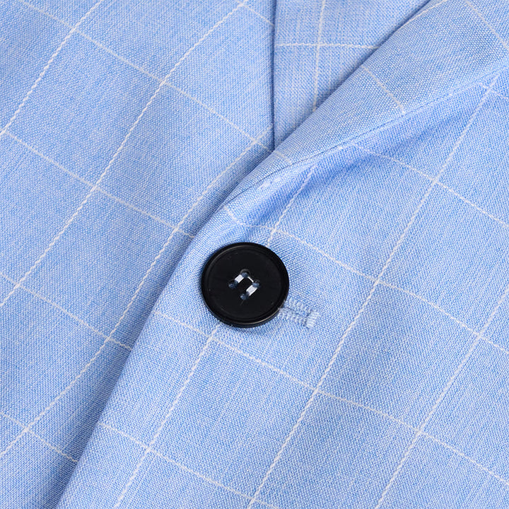 Blazer d'affaires à carreaux bleu clair pour homme - image 3
