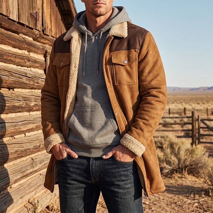 Manteau long western vintage à poches multiples pour homme - image 0