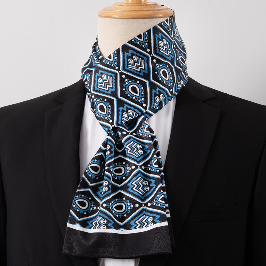 Écharpe Ascot fine pour homme, aspect soie, idéale pour les affaires. - Style n° 15 - image 15